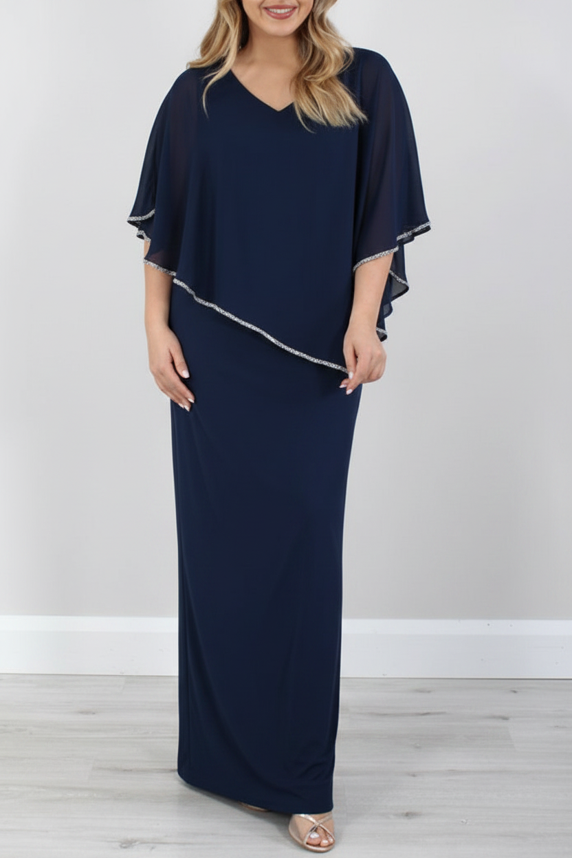 Sheath/Column 3/4 Length Sleeves Floor-Length Mother of the Bride Dresses
