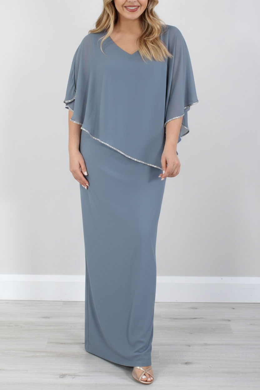 Sheath/Column 3/4 Length Sleeves Floor-Length Mother of the Bride Dresses