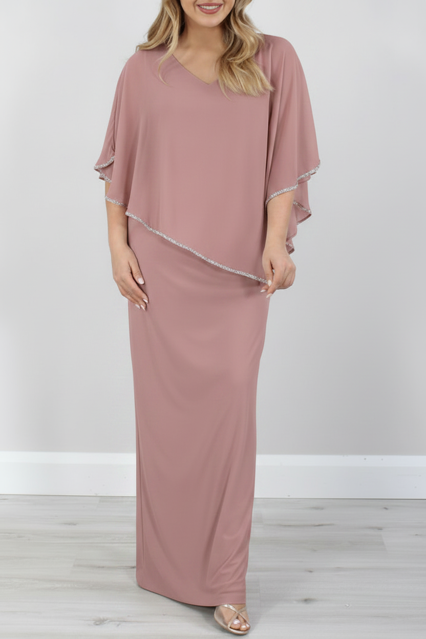 Sheath/Column 3/4 Length Sleeves Floor-Length Mother of the Bride Dresses