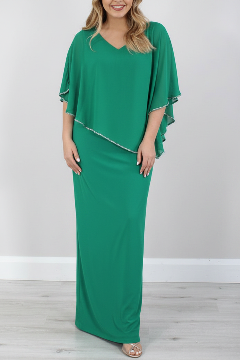 Sheath/Column 3/4 Length Sleeves Floor-Length Mother of the Bride Dresses
