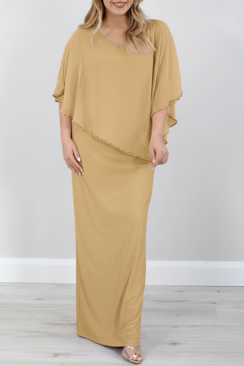 Sheath/Column 3/4 Length Sleeves Floor-Length Mother of the Bride Dresses