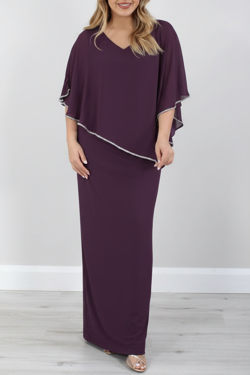 Sheath/Column 3/4 Length Sleeves Floor-Length Mother of the Bride Dresses