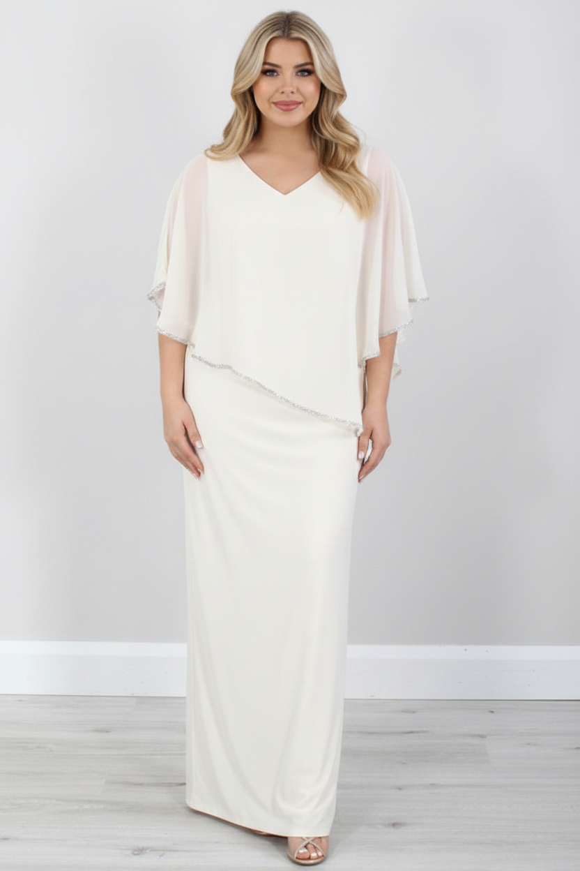 Sheath/Column 3/4 Length Sleeves Floor-Length Mother of the Bride Dresses