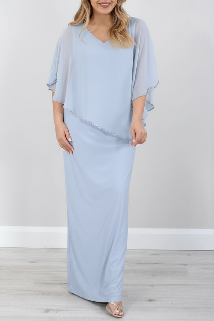 Sheath/Column 3/4 Length Sleeves Floor-Length Mother of the Bride Dresses