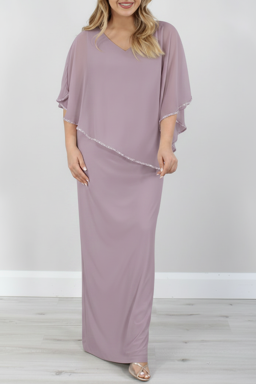 Sheath/Column 3/4 Length Sleeves Floor-Length Mother of the Bride Dresses