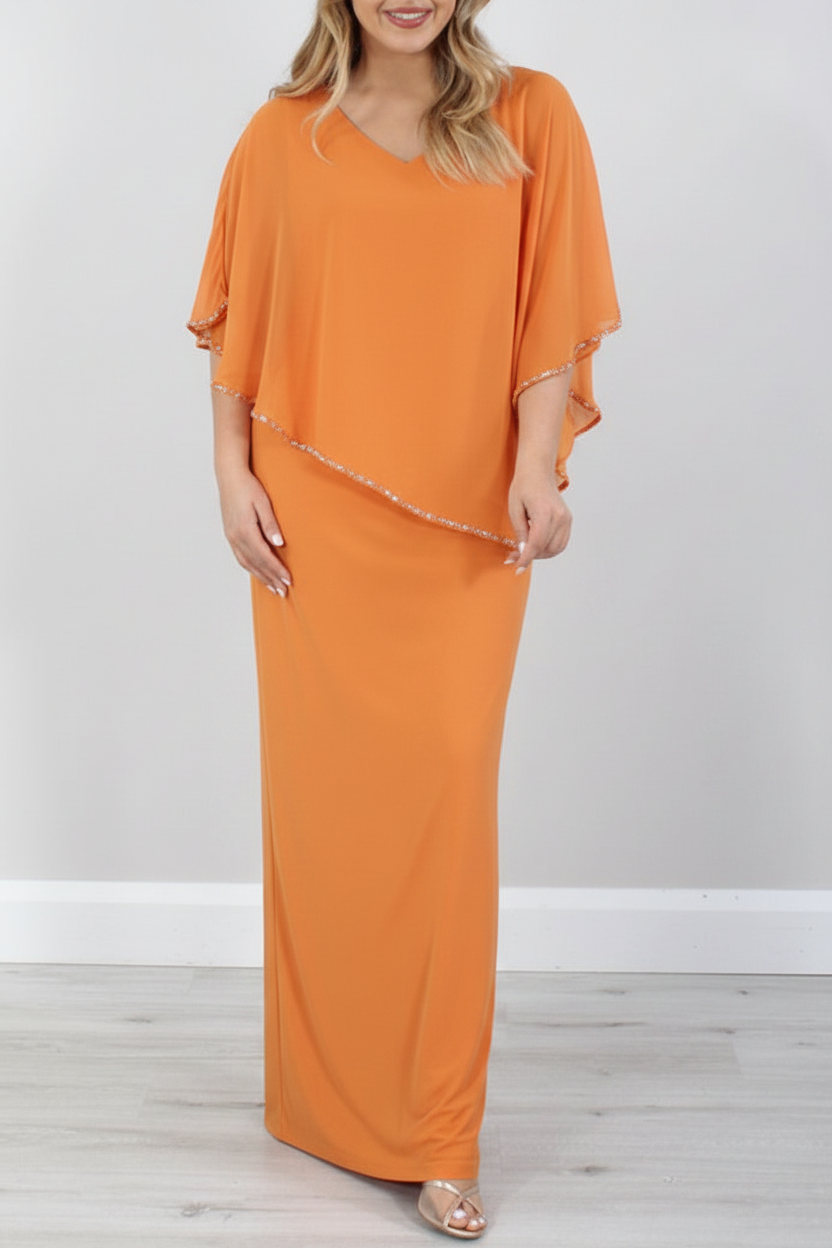 Sheath/Column 3/4 Length Sleeves Floor-Length Mother of the Bride Dresses