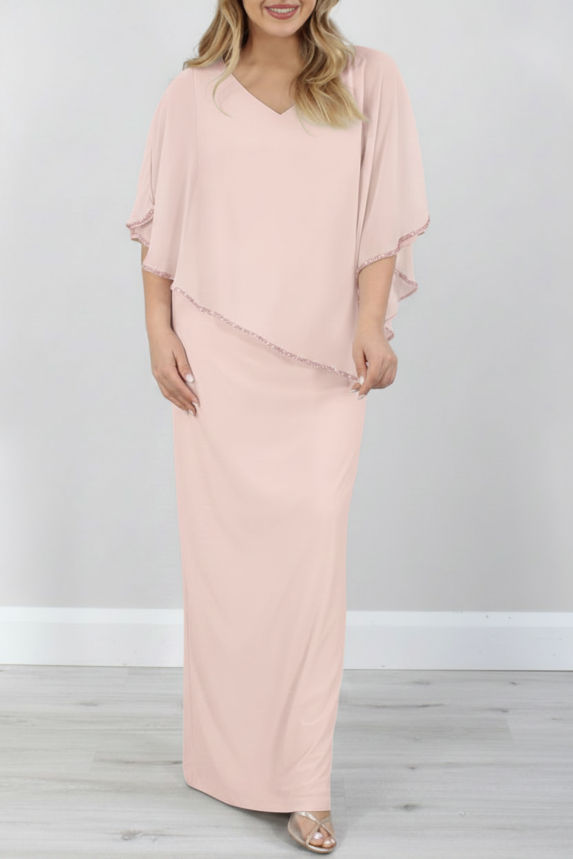 Sheath/Column 3/4 Length Sleeves Floor-Length Mother of the Bride Dresses