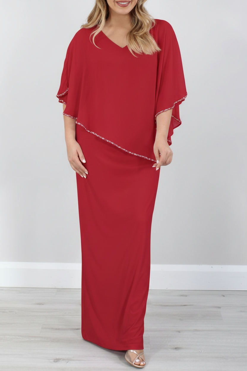 Sheath/Column 3/4 Length Sleeves Floor-Length Mother of the Bride Dresses