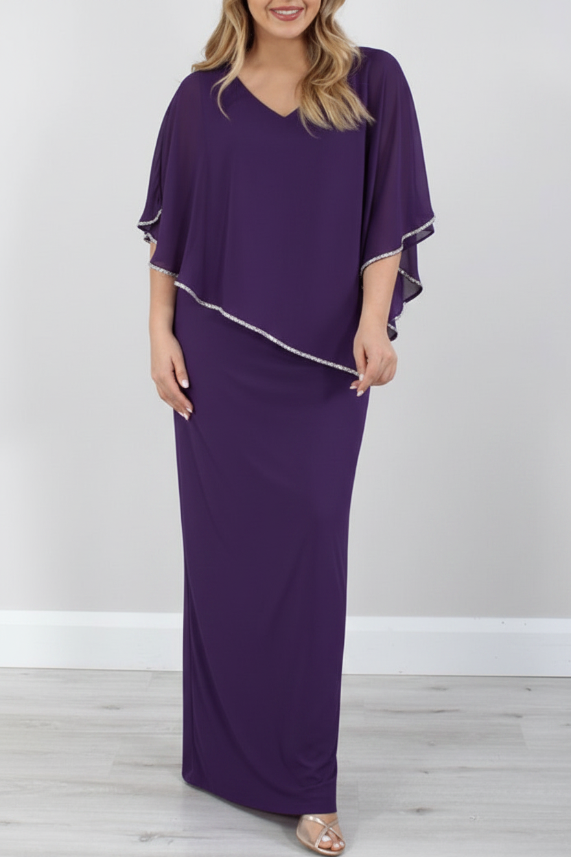 Sheath/Column 3/4 Length Sleeves Floor-Length Mother of the Bride Dresses