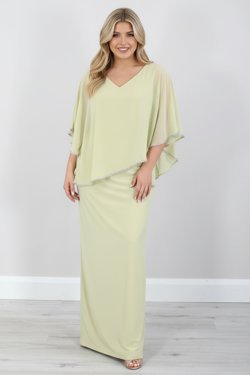 Sheath/Column 3/4 Length Sleeves Floor-Length Mother of the Bride Dresses