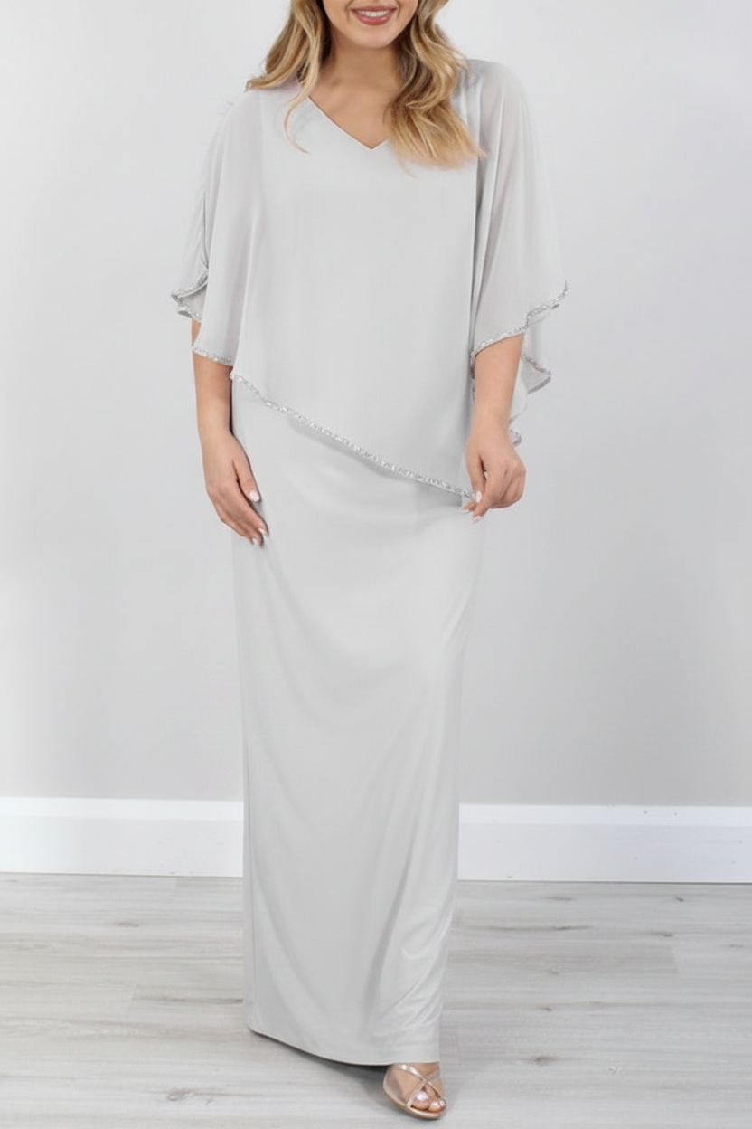 Sheath/Column 3/4 Length Sleeves Floor-Length Mother of the Bride Dresses