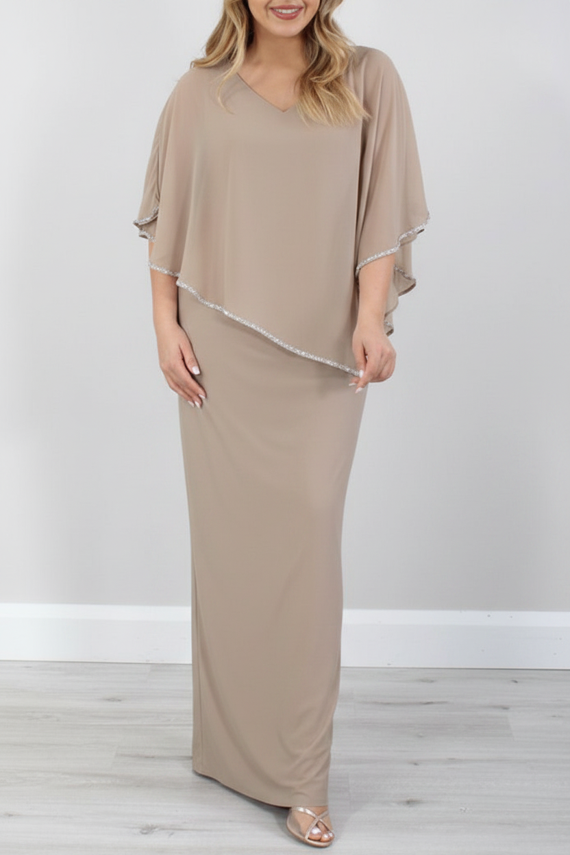 Sheath/Column 3/4 Length Sleeves Floor-Length Mother of the Bride Dresses