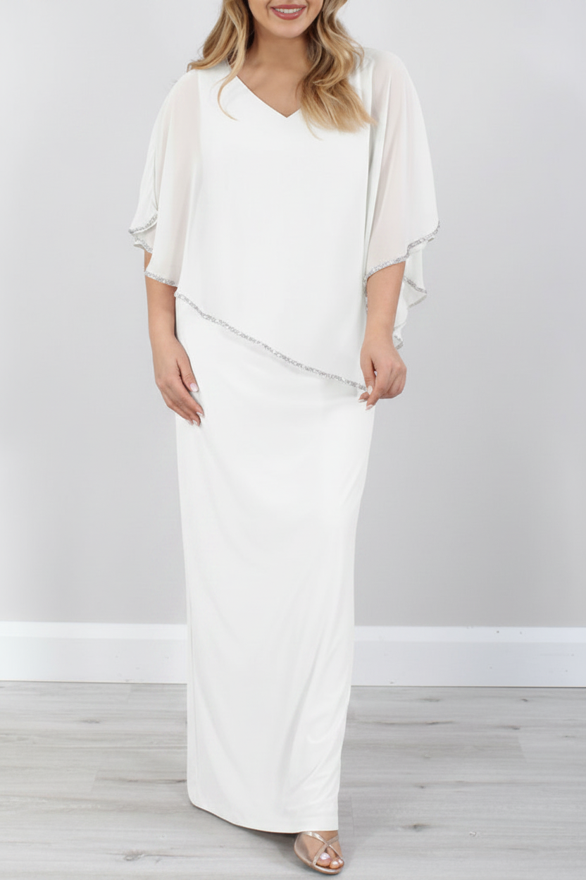Sheath/Column 3/4 Length Sleeves Floor-Length Mother of the Bride Dresses