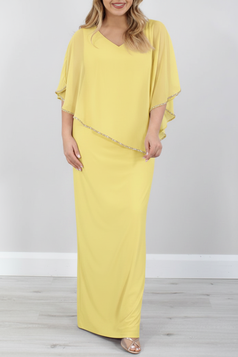 Sheath/Column 3/4 Length Sleeves Floor-Length Mother of the Bride Dresses