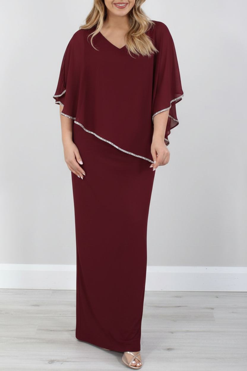 Sheath/Column 3/4 Length Sleeves Floor-Length Mother of the Bride Dresses