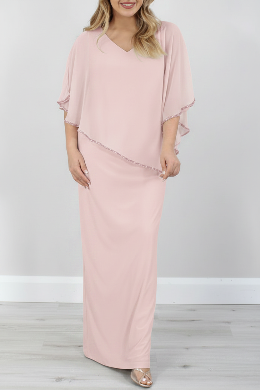Sheath/Column 3/4 Length Sleeves Floor-Length Mother of the Bride Dresses
