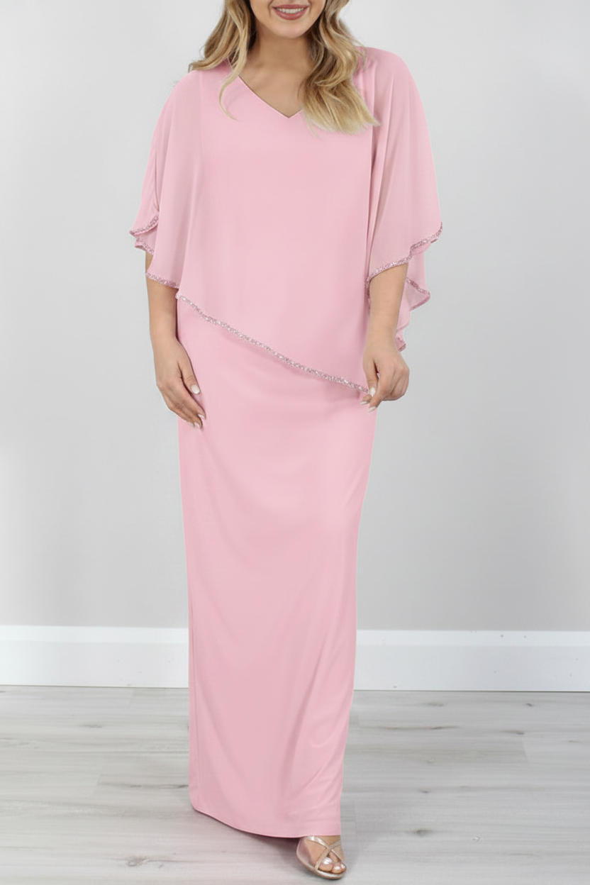 Sheath/Column 3/4 Length Sleeves Floor-Length Mother of the Bride Dresses