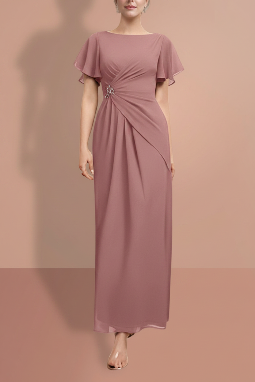 Sheath/Column Ankle-Length Short Sleeves Mother of the Bride Dresses