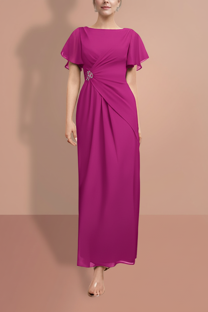 Sheath/Column Ankle-Length Short Sleeves Mother of the Bride Dresses