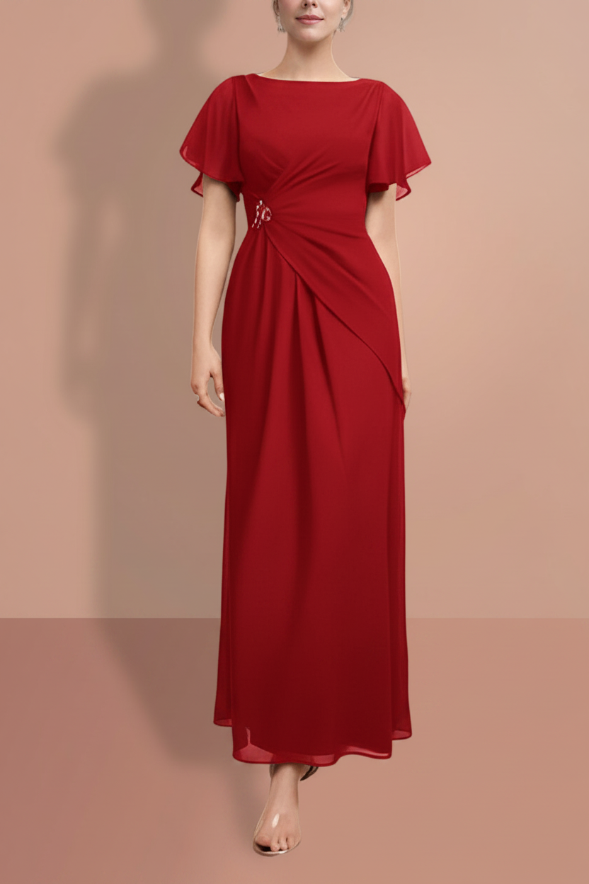 Sheath/Column Ankle-Length Short Sleeves Mother of the Bride Dresses