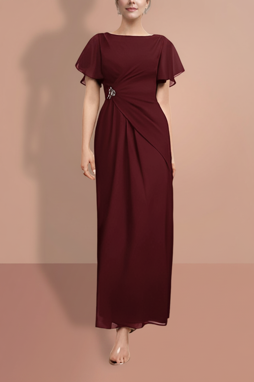 Sheath/Column Ankle-Length Short Sleeves Mother of the Bride Dresses