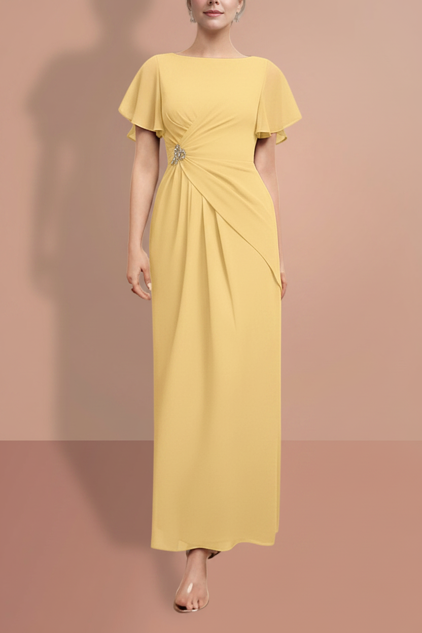 Sheath/Column Ankle-Length Short Sleeves Mother of the Bride Dresses