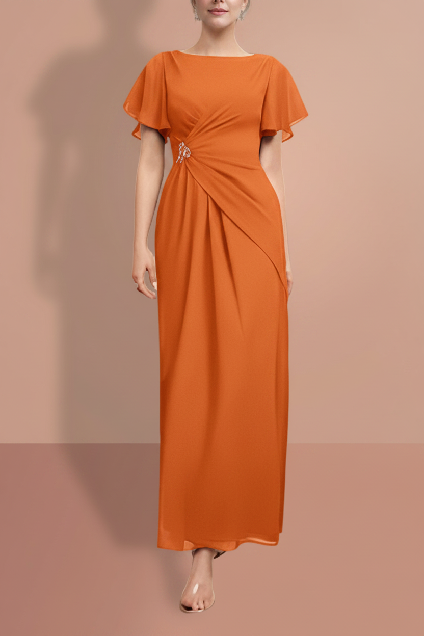 Sheath/Column Ankle-Length Short Sleeves Mother of the Bride Dresses