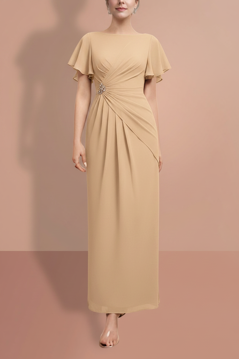 Sheath/Column Ankle-Length Short Sleeves Mother of the Bride Dresses