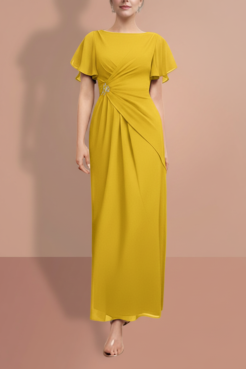 Sheath/Column Ankle-Length Short Sleeves Mother of the Bride Dresses