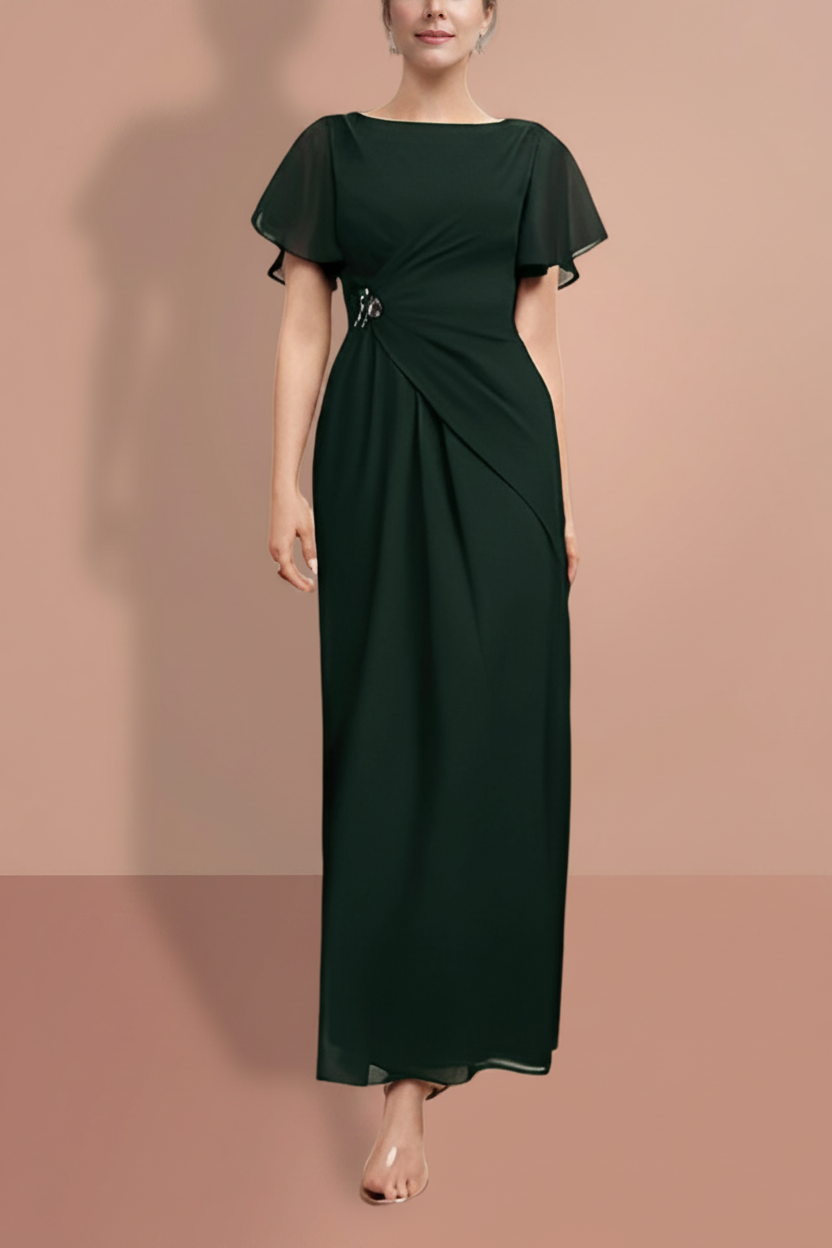 Sheath/Column Ankle-Length Short Sleeves Mother of the Bride Dresses