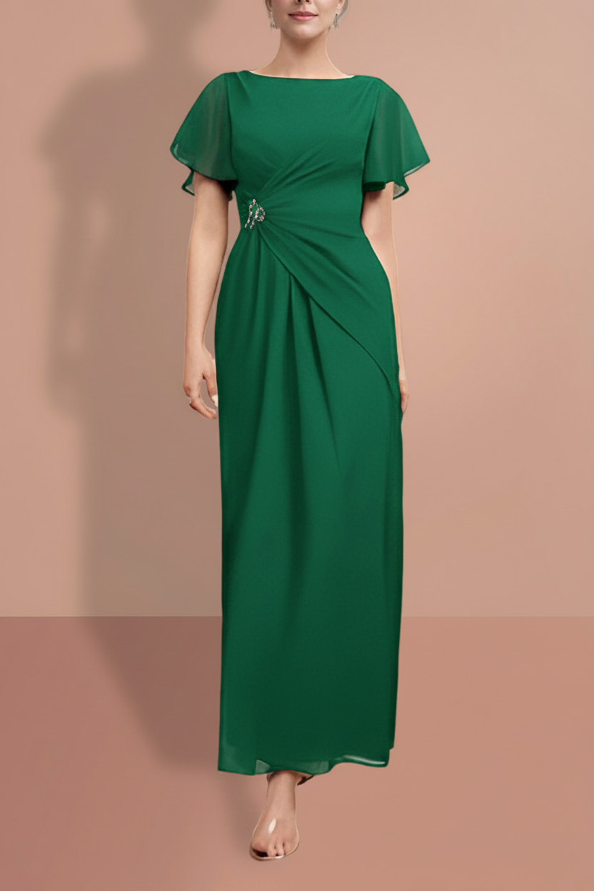 Sheath/Column Ankle-Length Short Sleeves Mother of the Bride Dresses
