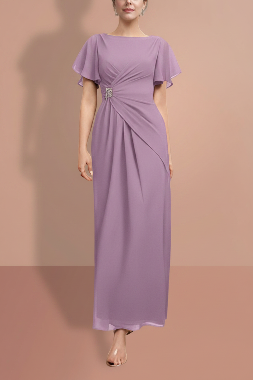 Sheath/Column Ankle-Length Short Sleeves Mother of the Bride Dresses