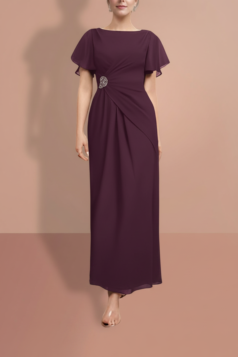 Sheath/Column Ankle-Length Short Sleeves Mother of the Bride Dresses