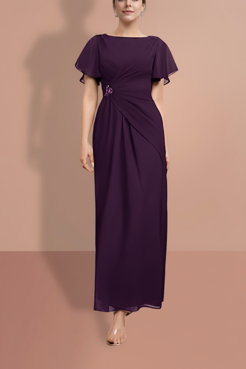 Sheath/Column Ankle-Length Short Sleeves Mother of the Bride Dresses