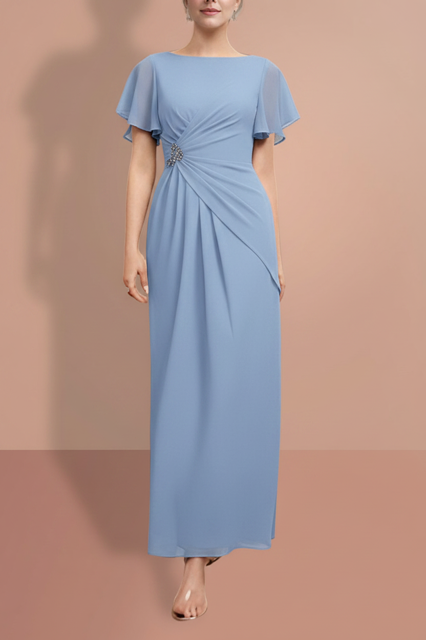 Sheath/Column Ankle-Length Short Sleeves Mother of the Bride Dresses