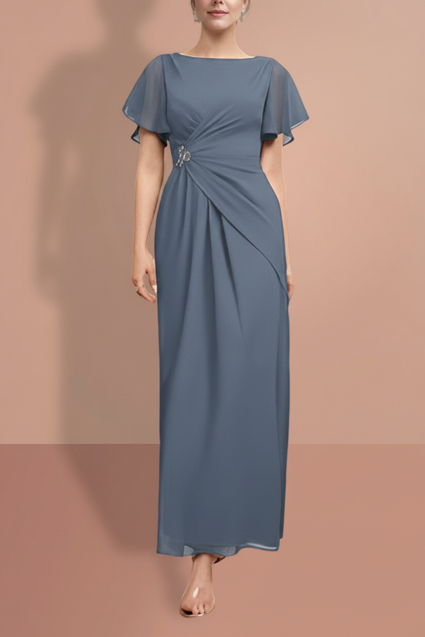 Sheath/Column Ankle-Length Short Sleeves Mother of the Bride Dresses