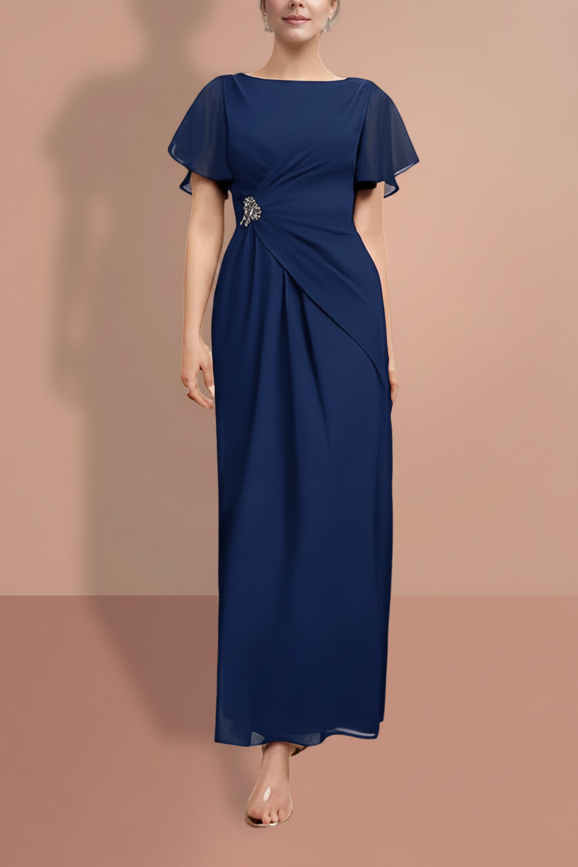 Sheath/Column Ankle-Length Short Sleeves Mother of the Bride Dresses