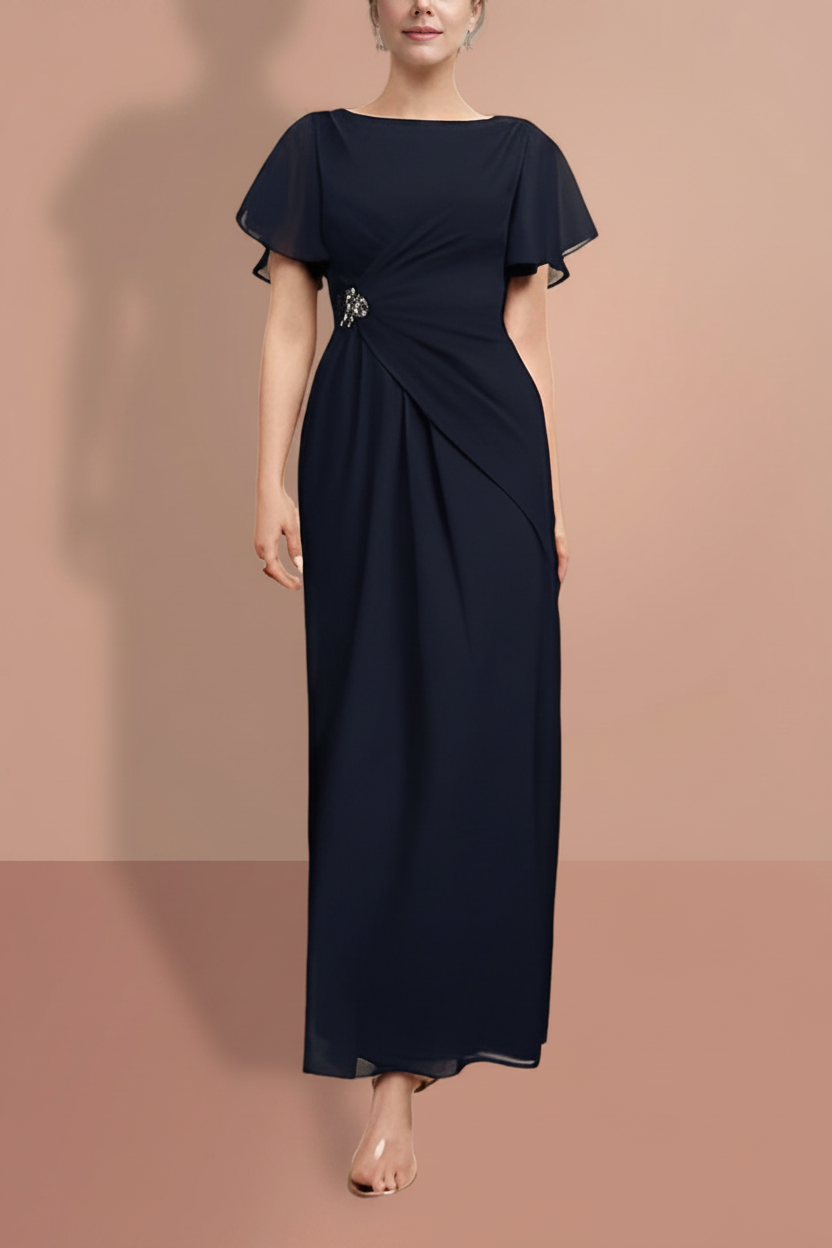 Sheath/Column Ankle-Length Short Sleeves Mother of the Bride Dresses