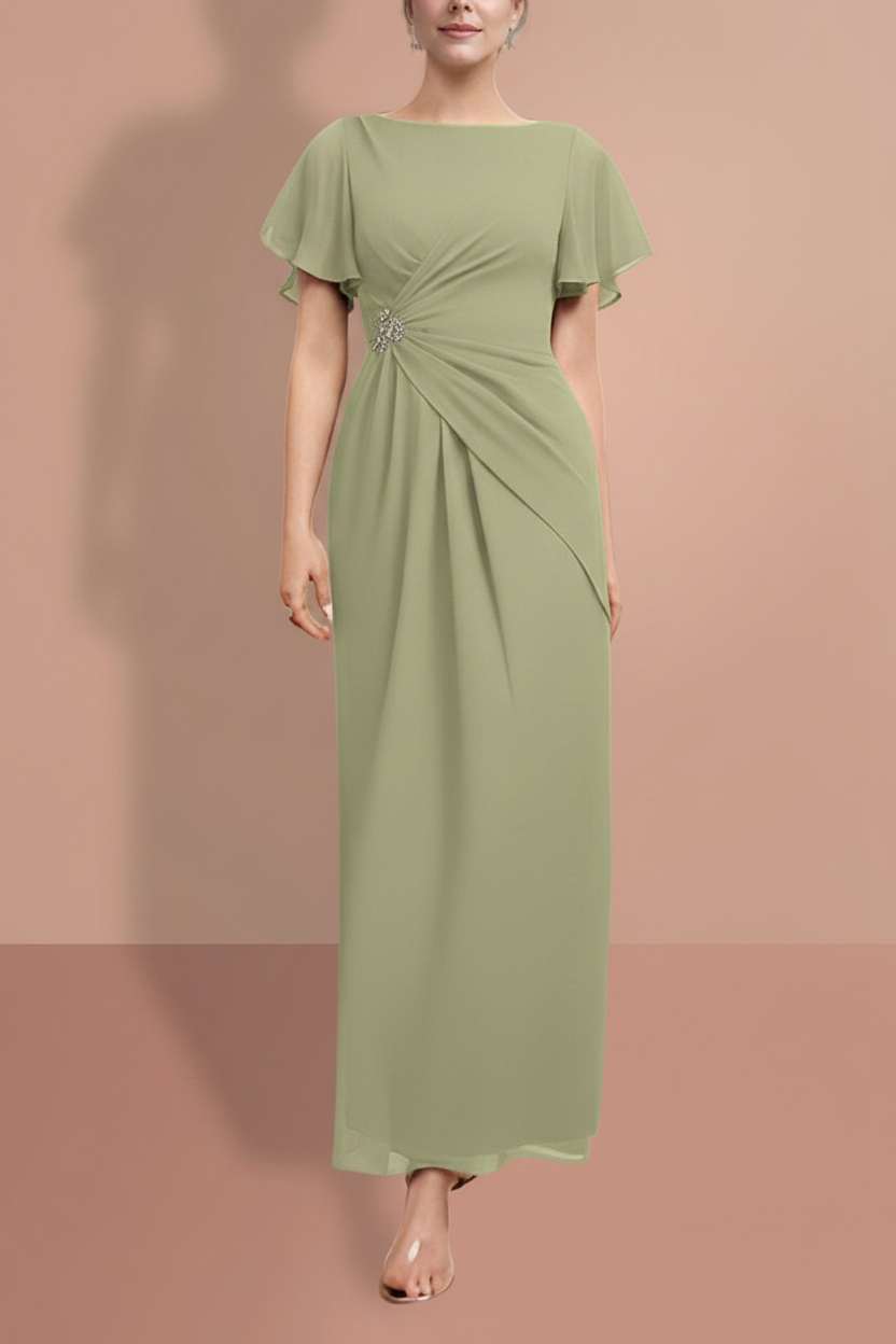 Sheath/Column Ankle-Length Short Sleeves Mother of the Bride Dresses