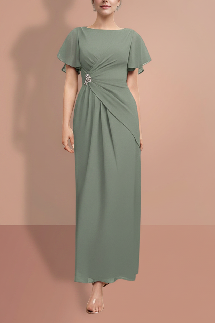 Sheath/Column Ankle-Length Short Sleeves Mother of the Bride Dresses