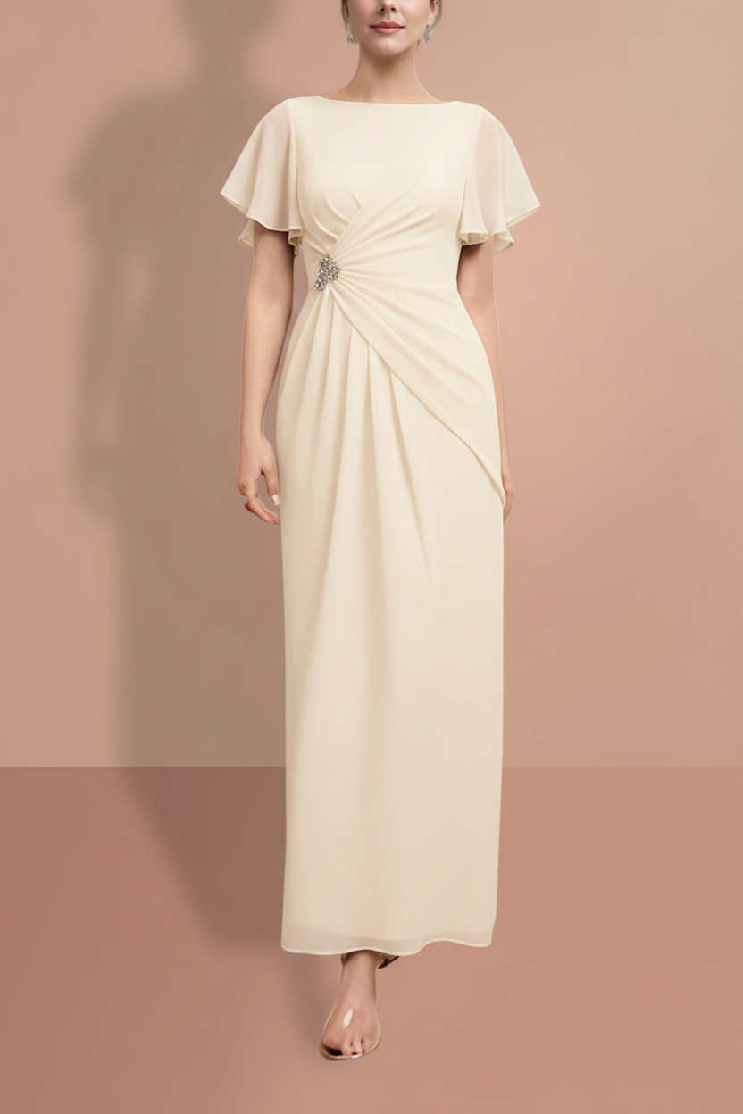 Sheath/Column Ankle-Length Short Sleeves Mother of the Bride Dresses