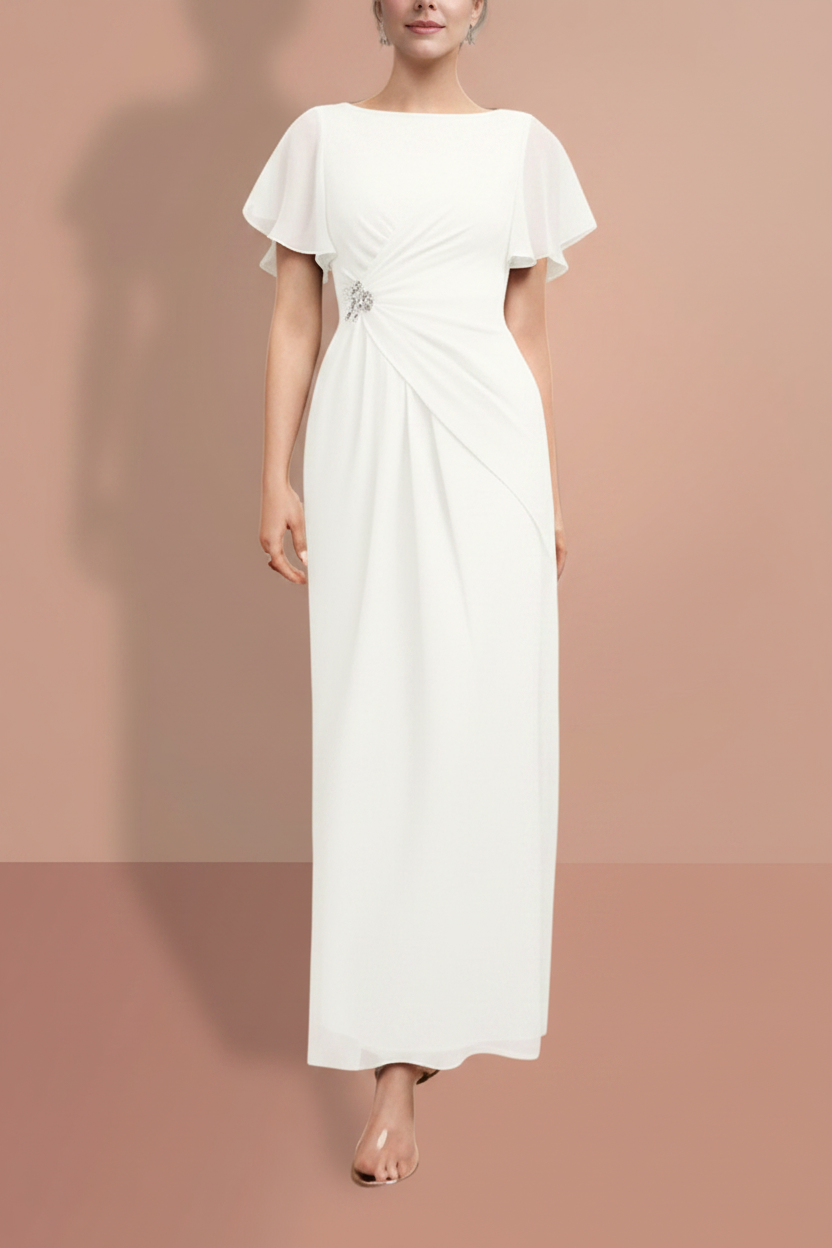 Sheath/Column Ankle-Length Short Sleeves Mother of the Bride Dresses