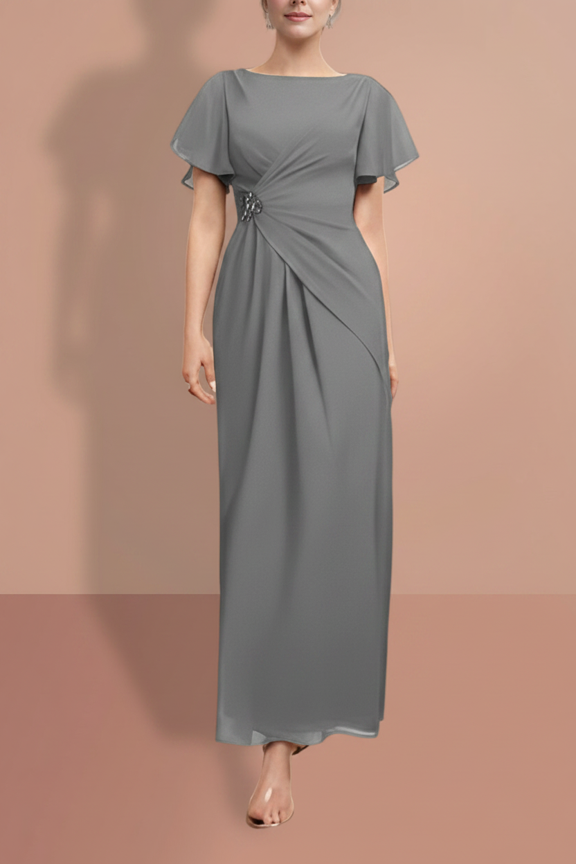 Sheath/Column Ankle-Length Short Sleeves Mother of the Bride Dresses