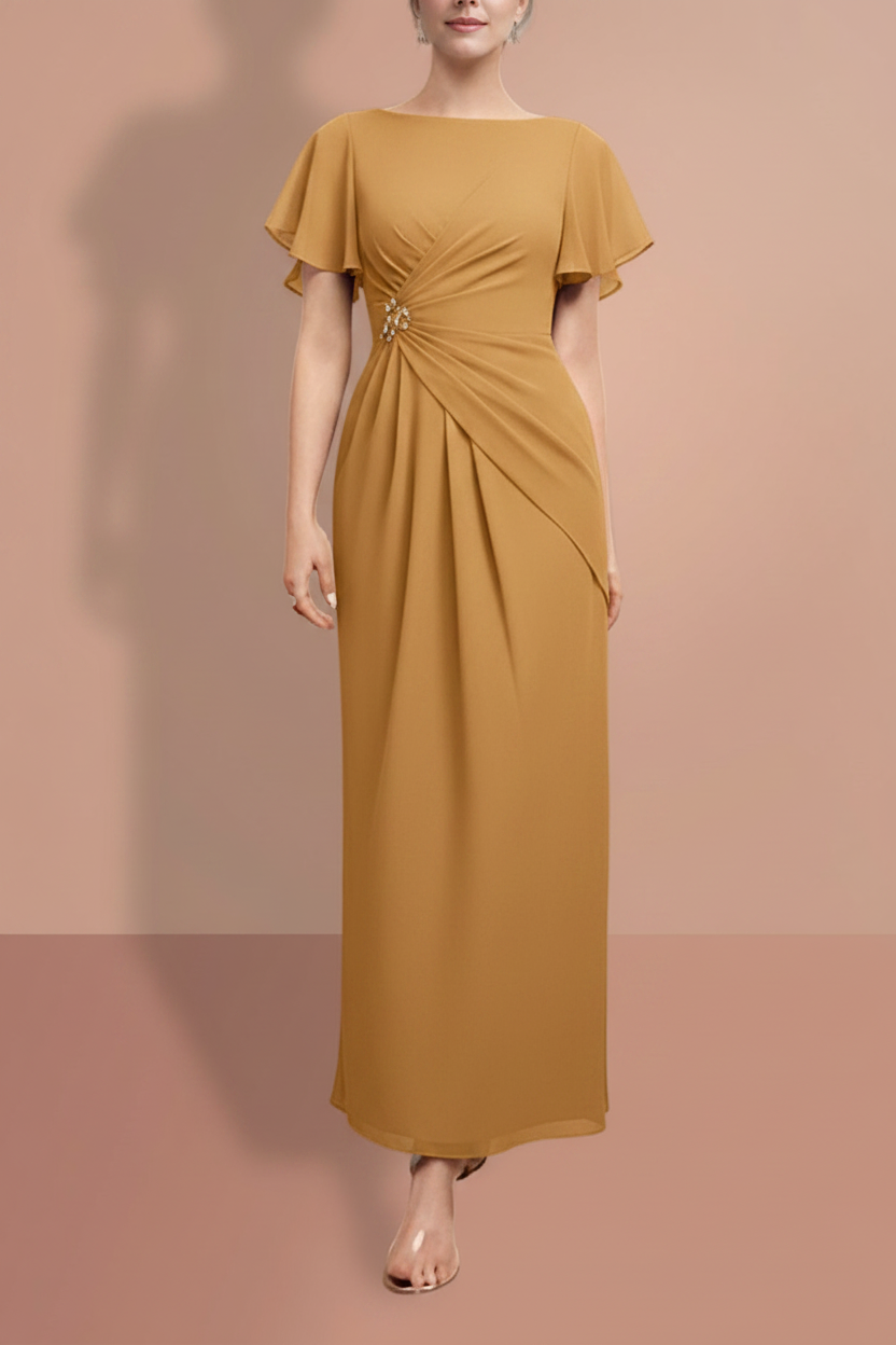 Sheath/Column Ankle-Length Short Sleeves Mother of the Bride Dresses
