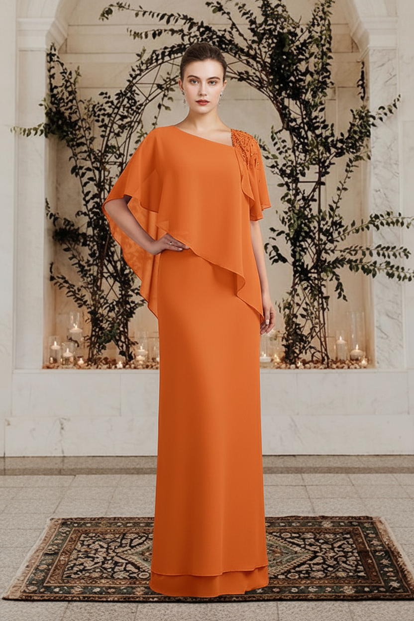Sheath/Column Bateau Neck Floor-Length Mother of the Bride Dresses