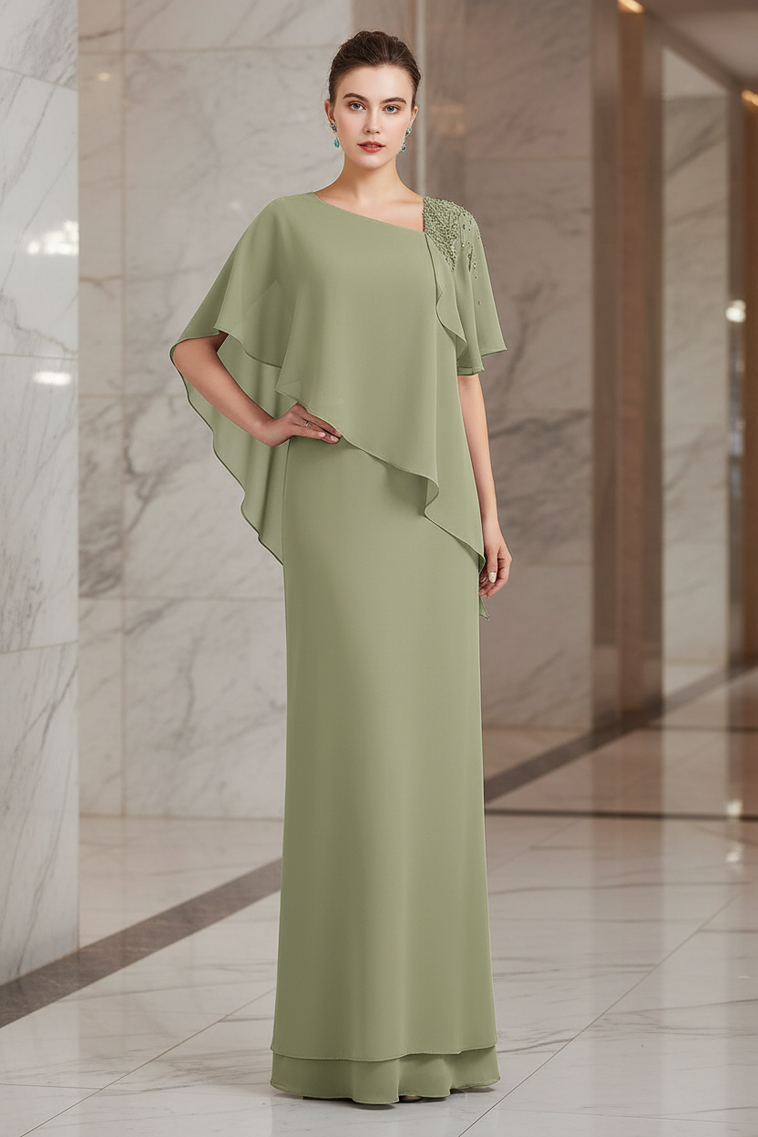 Sheath/Column Bateau Neck Floor-Length Mother of the Bride Dresses