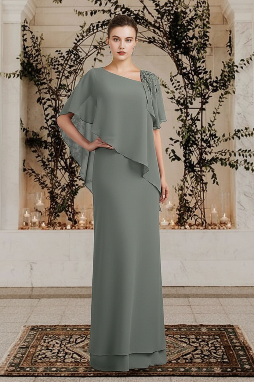 Sheath/Column Bateau Neck Floor-Length Mother of the Bride Dresses