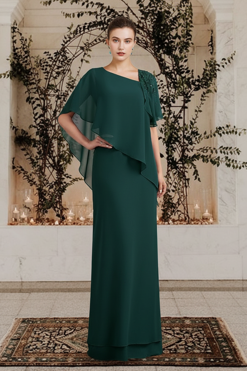 Sheath/Column Bateau Neck Floor-Length Mother of the Bride Dresses