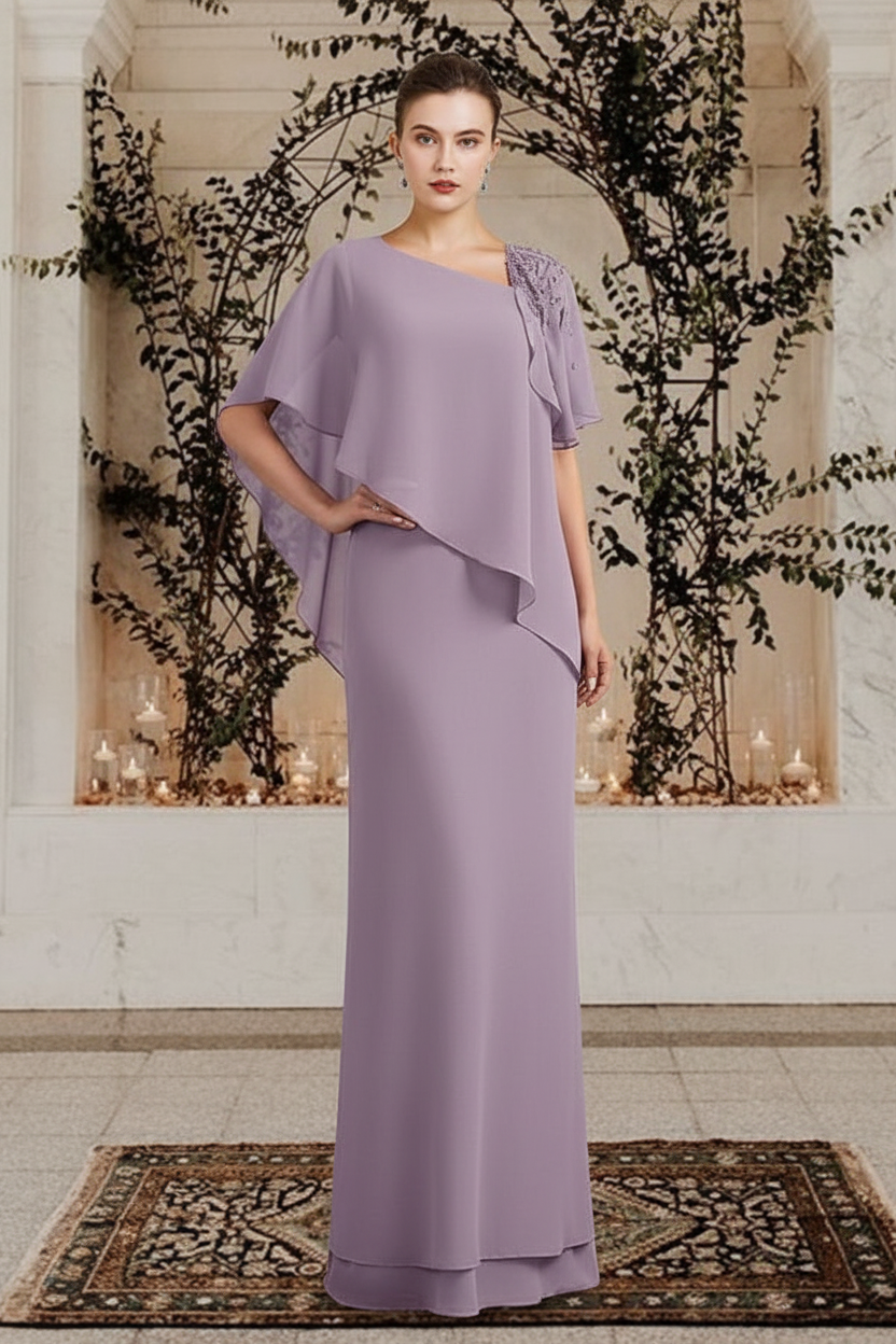 Sheath/Column Bateau Neck Floor-Length Mother of the Bride Dresses