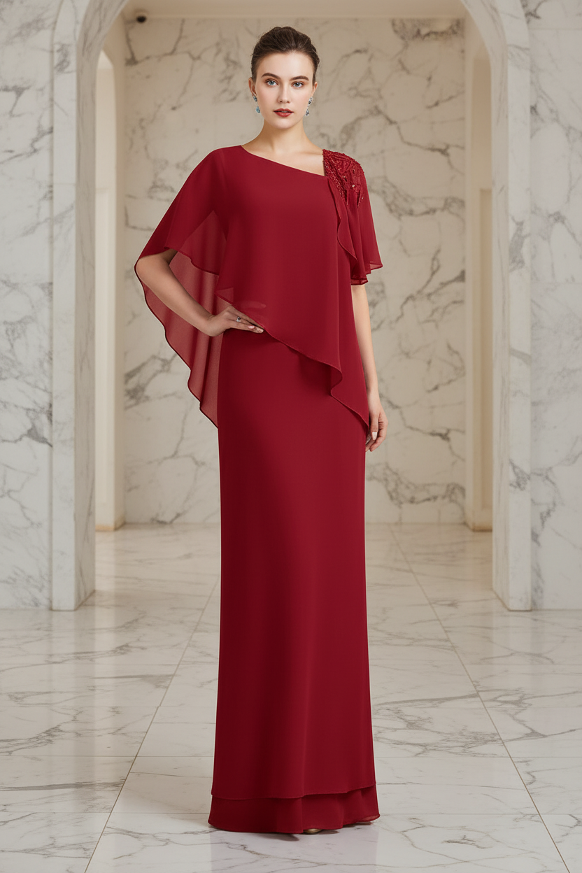 Sheath/Column Bateau Neck Floor-Length Mother of the Bride Dresses